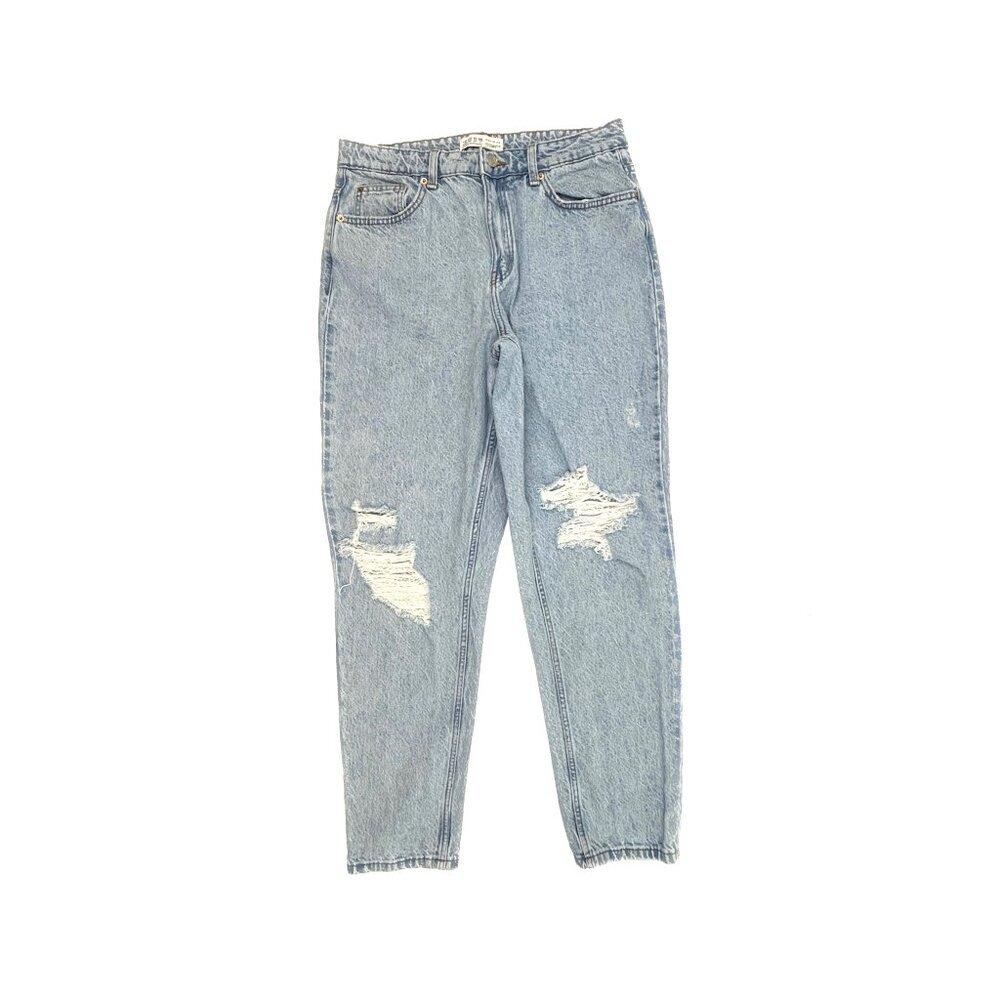 Denim Co. Distressed Tapered Straight Women's‎ size 10 Light Blue Denim jeans
